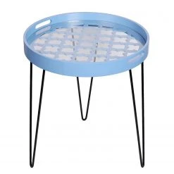 Kayoom Beistelltisch River - Glas / Metall - Hellblau