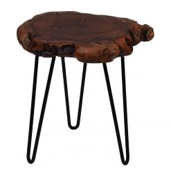 Kayoom Beistelltisch Woody III - Dattel massiv / Metall - Dattel / Schwarz