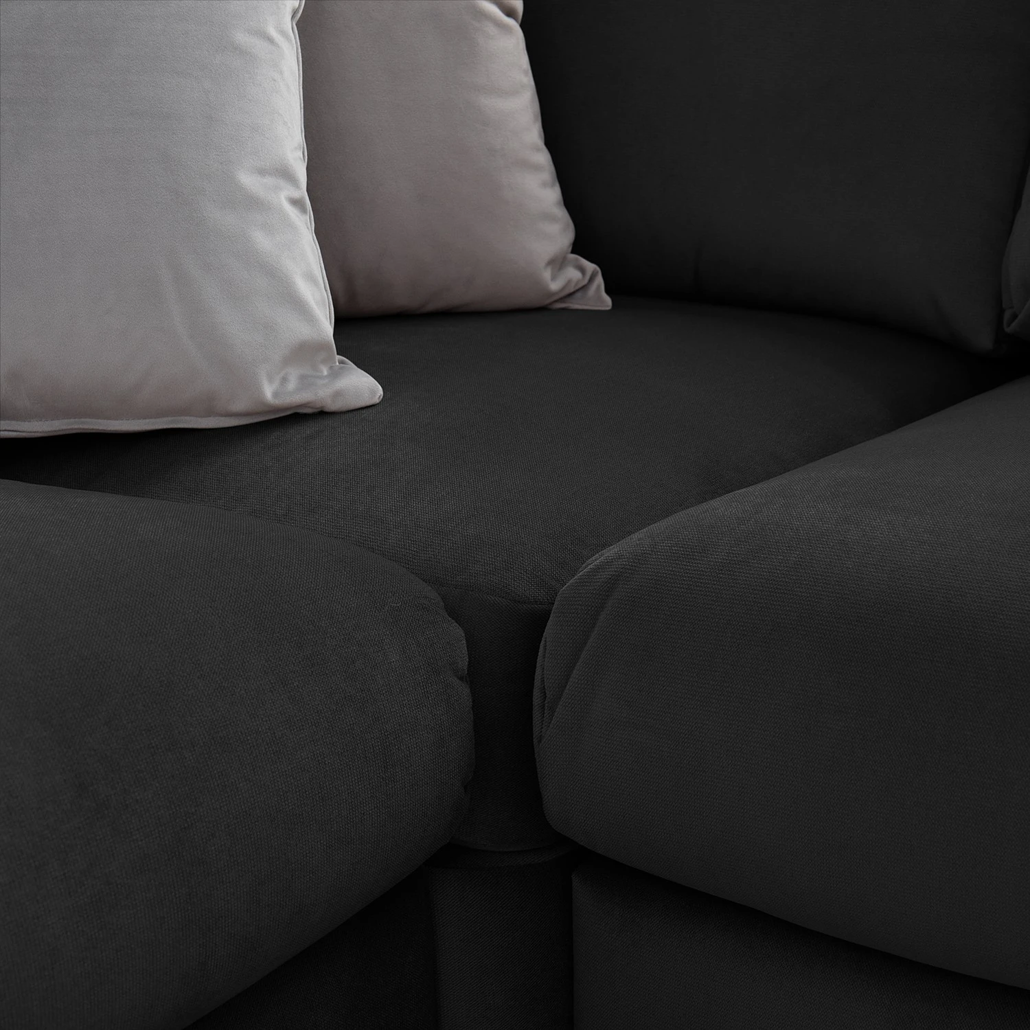 Jack & Alice Ecksofa Baitz I - Samt Krysia: Dunkelgrau - Ottomane davorstehend links 13 Jack & Alice Ecksofa Baitz I - Samt Krysia: Dunkelgrau - Ottomane davorstehend links – Bild 13