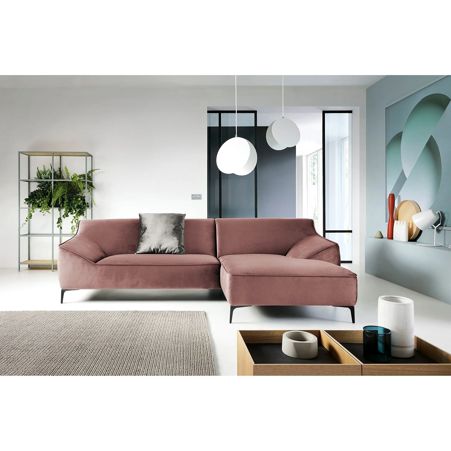 Jack & Alice Ecksofa Rosas I - Samt - Mauve - Longchair davorstehend rechts 2 Jack & Alice Ecksofa Rosas I - Samt - Mauve - Longchair davorstehend rechts – Bild 2