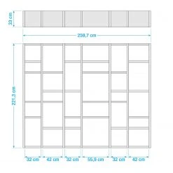 Loftscape Bücherregal Emporior IV - Hochglanz Weiß - Breite: 260 cm -Wohnzimmermöbel boutique en ligne 1000167458 190507 15565300007 GALLERYIMAGES P000000001000167458