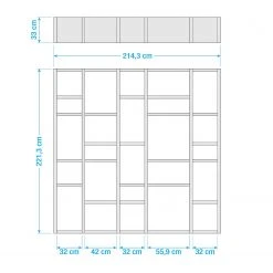 Loftscape Bücherregal Emporior IV - Eiche Schwarzbraun Dekor - Breite: 214 cm -Wohnzimmermöbel boutique en ligne 1000167462 190507 15565400011 GALLERYIMAGES P000000001000167462