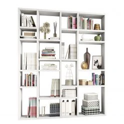 Loftscape Bücherregal Emporior IV - Hochglanz Weiß - Breite: 179 cm