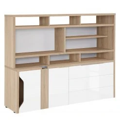 Maja Möbel Aktenregal eDJUST - Hochglanz Weiß / Eiche Sonoma Dekor - Schublade rechts