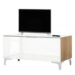 Maja Möbel TV-Lowboard Shino I - Glas Weiß / Eiche Riviera Dekor