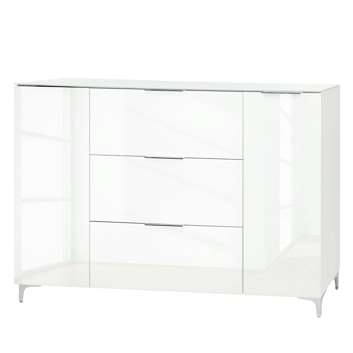 Maja Möbel Sideboard Shino IV - Glas Weiß / Weiß 1 Maja Möbel Sideboard Shino IV - Glas Weiß / Weiß