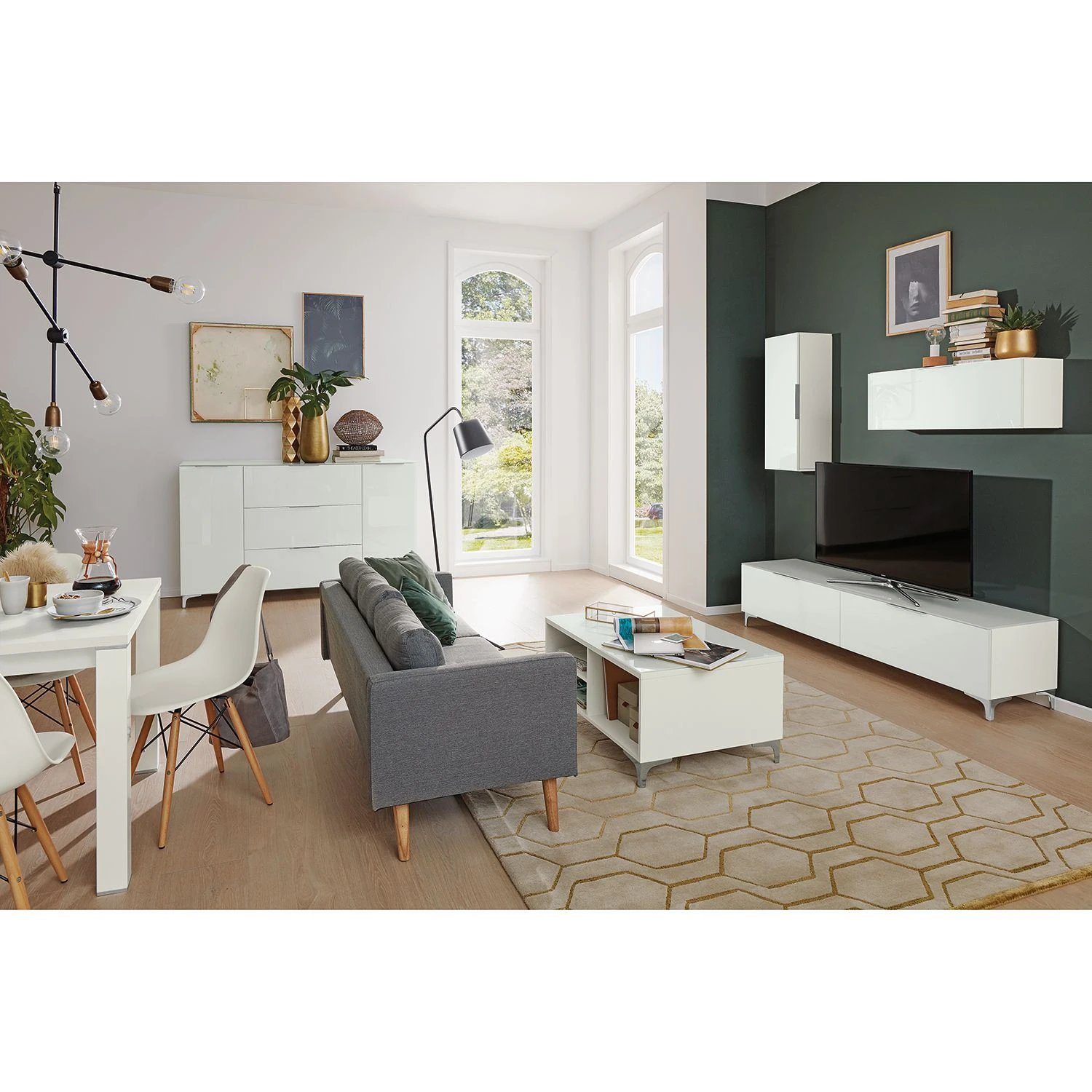 Maja Möbel Sideboard Shino IV - Glas Weiß / Weiß 3 Maja Möbel Sideboard Shino IV - Glas Weiß / Weiß – Bild 3