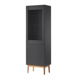 Mørteens Standvitrine Lindholm - Eiche teilmassiv - Matt Grau