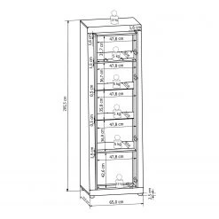 Loftscape Standvitrine Curlewis I - Hochglanz Weiß / Anthrazit -Wohnzimmermöbel boutique en ligne 1000171328 190424 07575600064 GALLERYIMAGES P000000001000171328