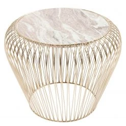 Kare Design Beistelltisch Beam III - Marmor / Stahl - Marmor Grau - Gold