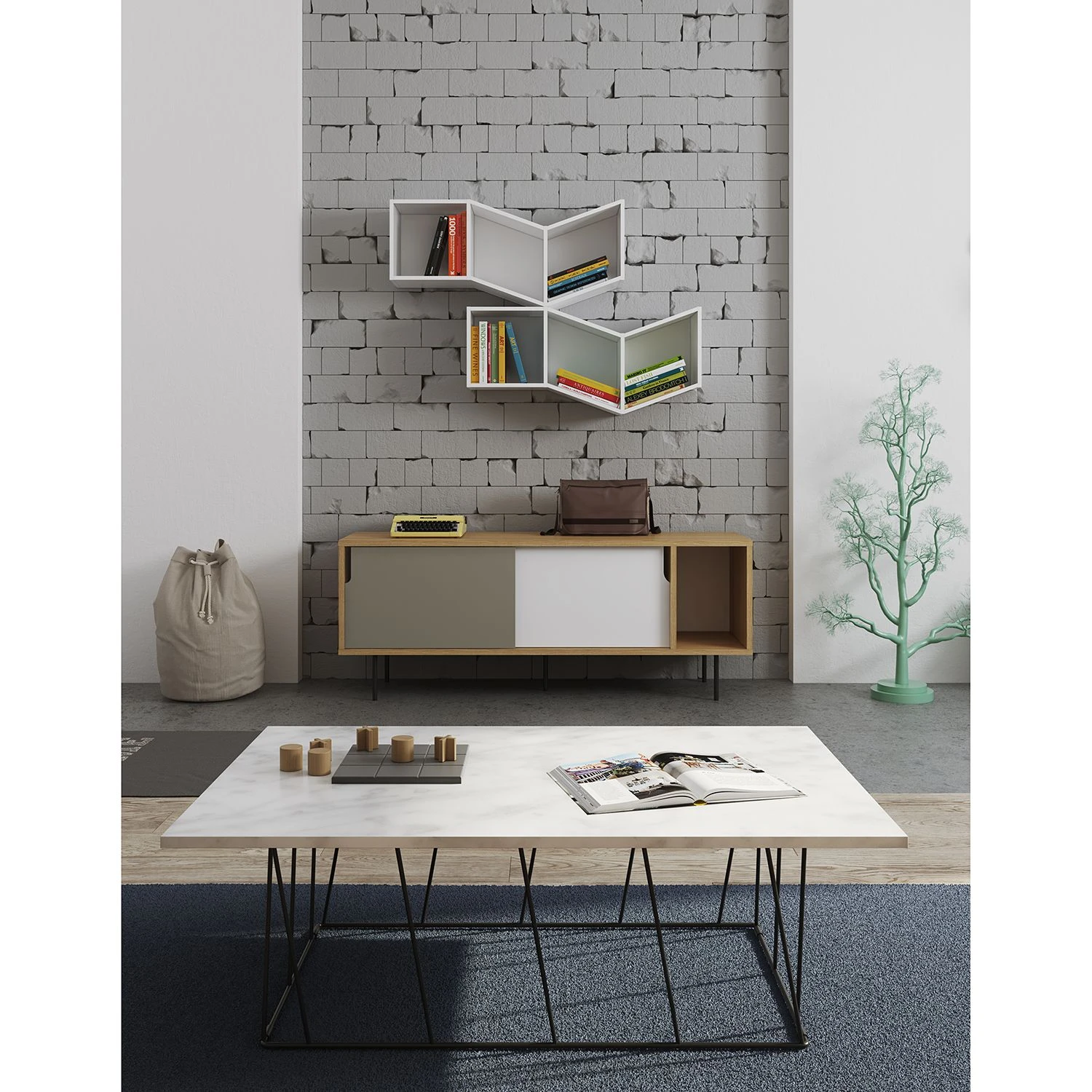 Temahome Sideboard Noa II - Weiß / Steingrau - Eiche 2 Temahome Sideboard Noa II - Weiß / Steingrau - Eiche – Bild 2