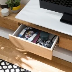 Fredriks TV-Lowboard Hensies - Matt Weiß / Asteiche -Wohnzimmermöbel boutique en ligne 1000174305 200117 07244800006 DETAILS P000000001000174305