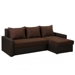 Fredriks Ecksofa Kardinya - Kunstleder / Microfaser - Dunkelbraun - Longchair davorstehend rechts