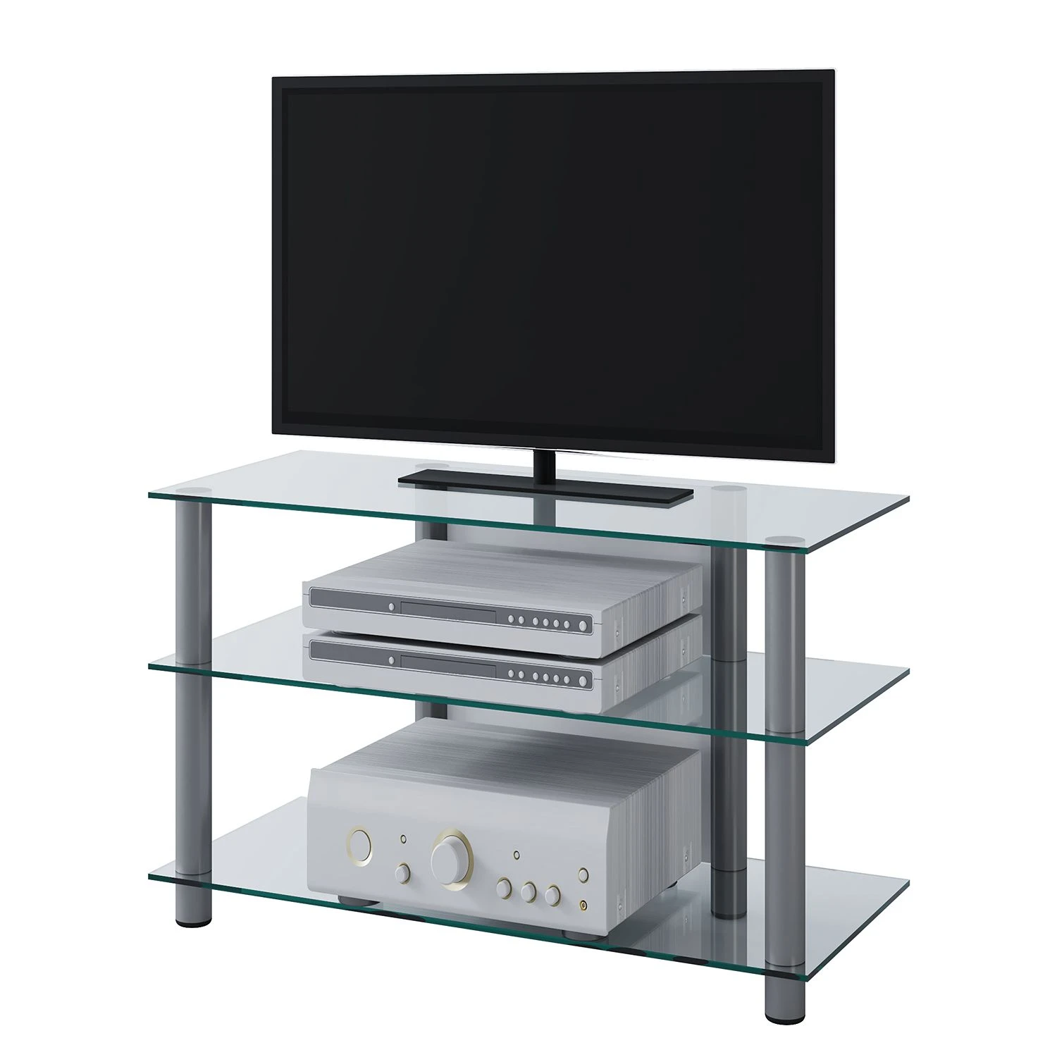 VCM TV-Rack Zumbo II - Aluminium / Glas - Schwarz 1 VCM TV-Rack Zumbo II - Aluminium / Glas - Schwarz