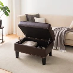 Maison Belfort Polsterhocker Migron - Kunstleder - Braun -Wohnzimmermöbel boutique en ligne 1000176673 210504 13363600046 MOOD DETAILS P000000001000176673 mood