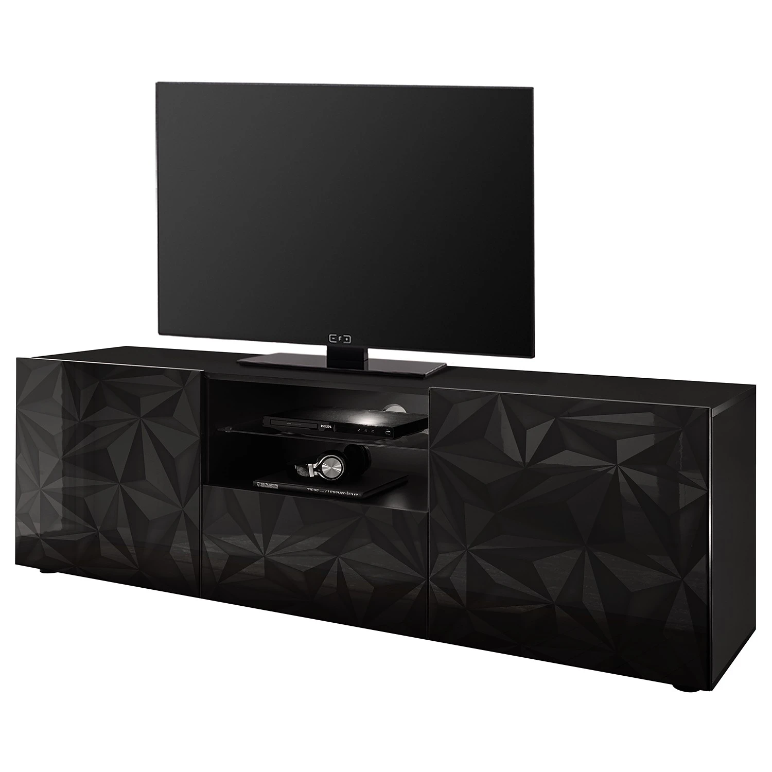 LC Spa TV-Lowboard Prisma - Hochglanz Anthrazit 1 LC Spa TV-Lowboard Prisma - Hochglanz Anthrazit