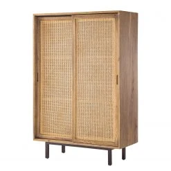 Ars manufacti Highboard Vina - Mango massiv / Wiener Geflecht - Mango / Schwarz