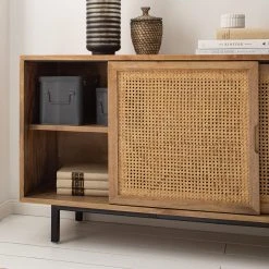 Ars manufacti Sideboard Vina I - Mango massiv / Wiener Geflecht - Mango / Schwarz -Wohnzimmermöbel boutique en ligne 1000178078 200317 14181400002 DETAILS P000000001000178078