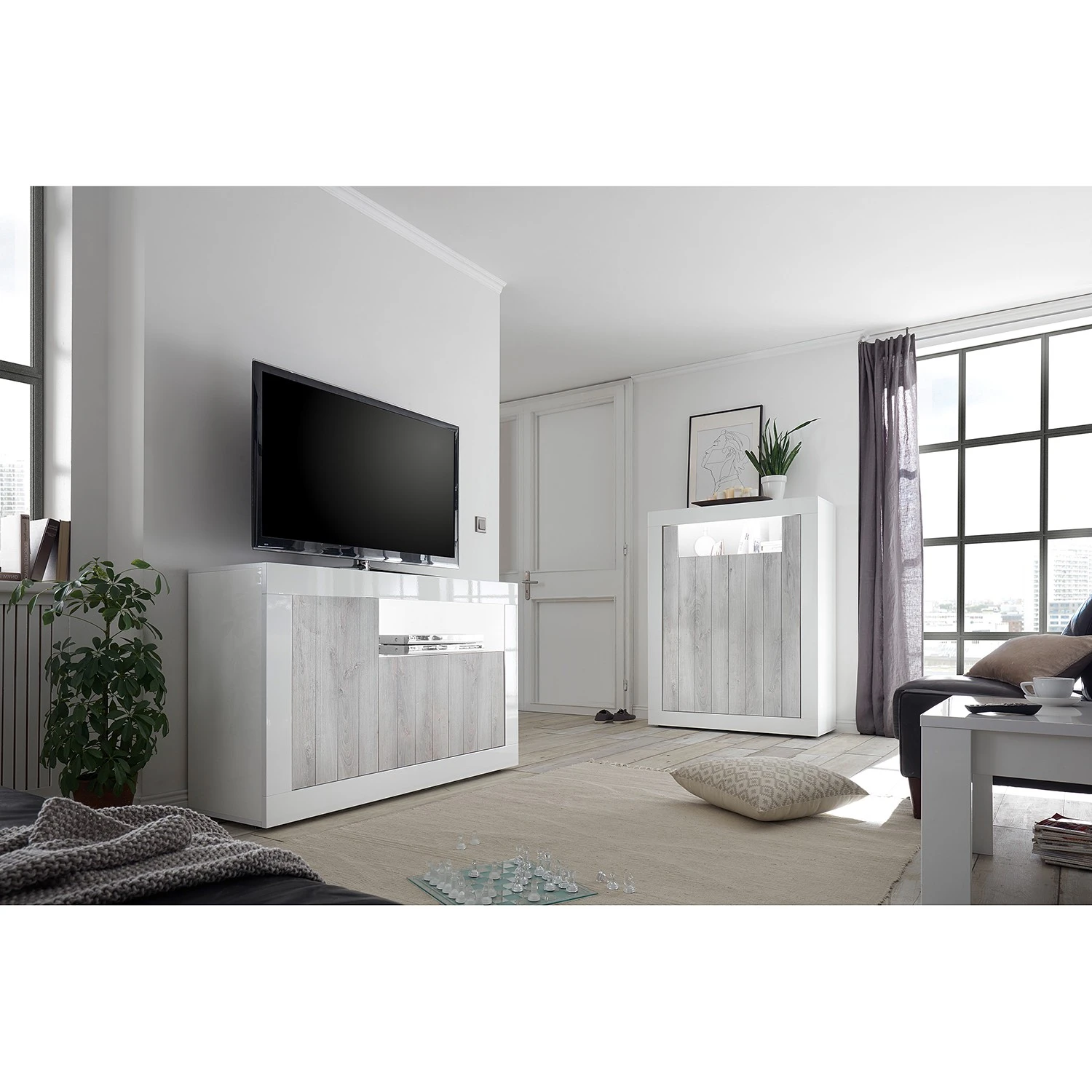 LC Spa Highboard Urbino - Hellgrau / Weiß 5 LC Spa Highboard Urbino - Hellgrau / Weiß – Bild 5