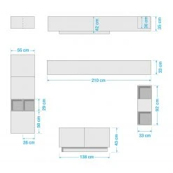 LC Spa Wohnwand Infinity VIII (8-teilig) - Weiß / Nussbaum hell Dekor -Wohnzimmermöbel boutique en ligne 1000178628 190807 06302800073 SKETCH DETAILS P000000001000178628 sketch
