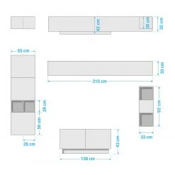 LC Spa Wohnwand Infinity VIII (8-teilig) - Weiß / Nussbaum dunkel Dekor -Wohnzimmermöbel boutique en ligne 1000178630 190807 06302900086 SKETCH DETAILS P000000001000178630 sketch