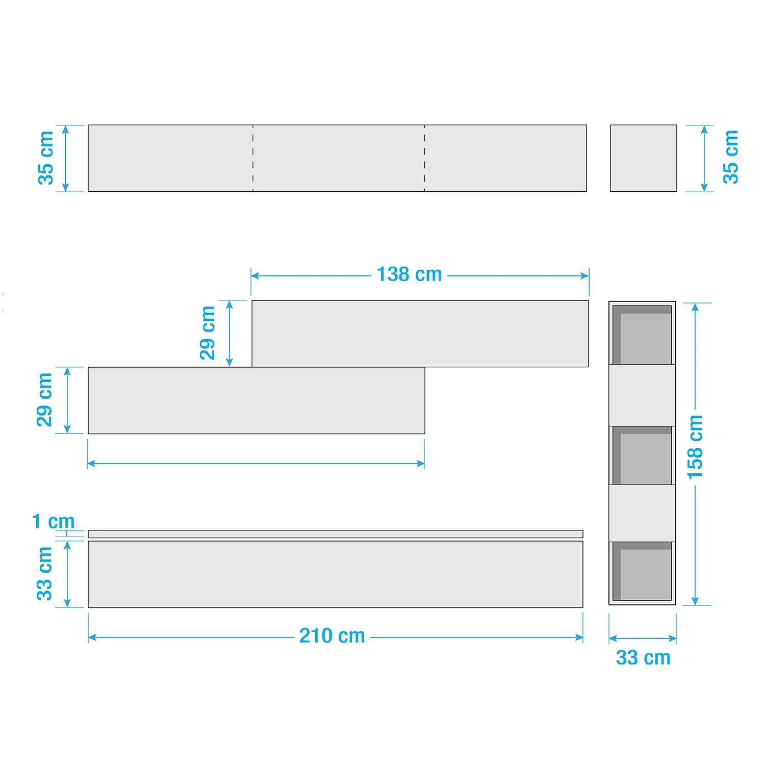 LC Spa Wohnwand Infinity V (5-teilig) - Weiß / Graphit 6 LC Spa Wohnwand Infinity V (5-teilig) - Weiß / Graphit – Bild 6