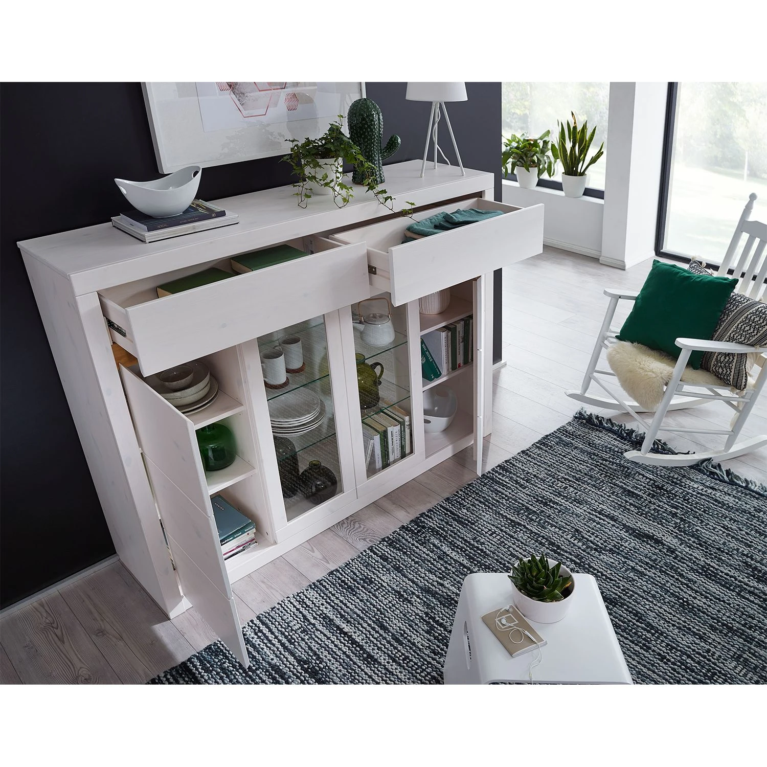 Naturoo Highboard Maceio II - Kiefer Massiv - Kiefer Weiß 3 Naturoo Highboard Maceio II - Kiefer Massiv - Kiefer Weiß – Bild 3