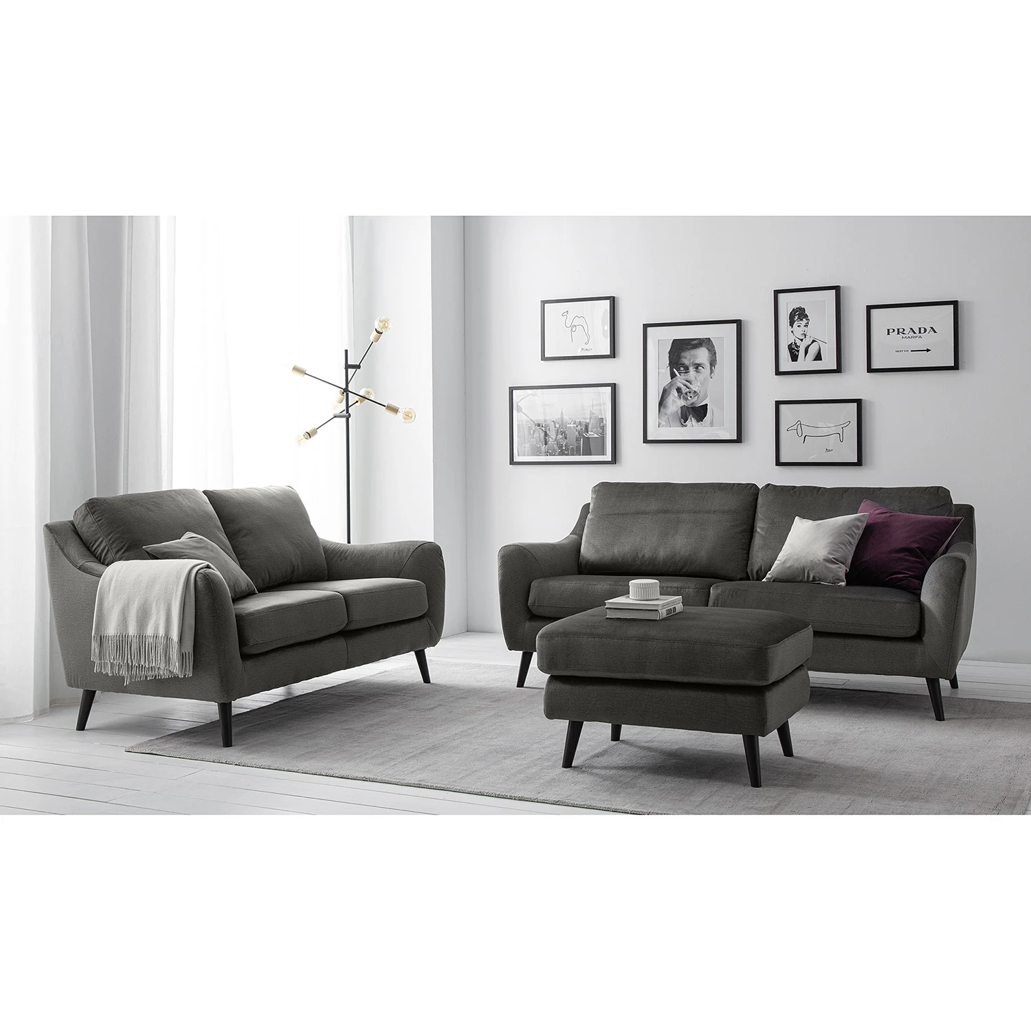 Jack & Alice Sofa Tennyson (2-Sitzer) - Samt - Grau 2 Jack & Alice Sofa Tennyson (2-Sitzer) - Samt - Grau – Bild 2