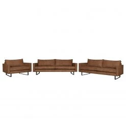 Ars manufacti Polstergarnitur Liel I (3-2-1) - Antiklederlook - Microfaser Priya: Cognac