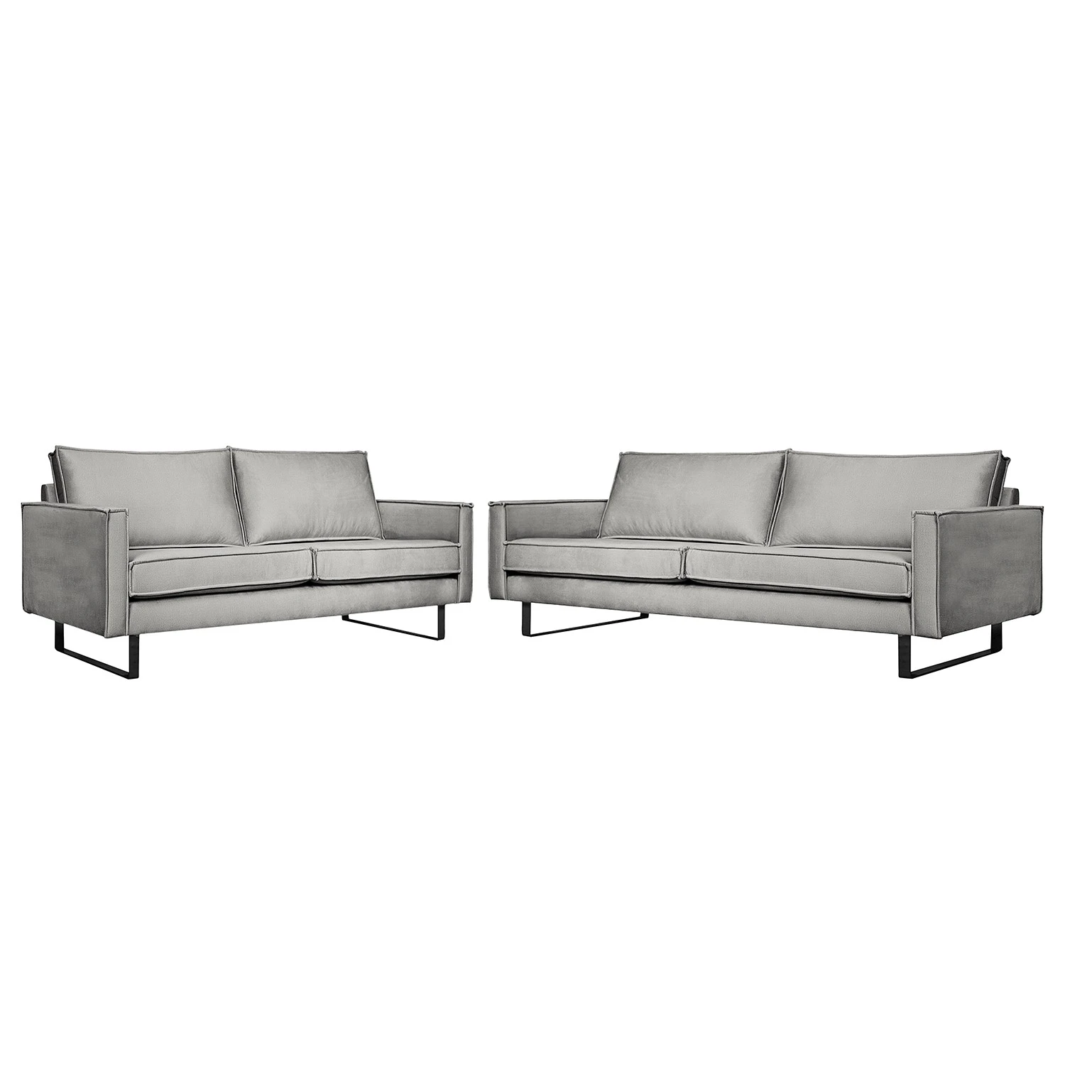 Ars manufacti Polstergarnitur Liel I (3-2) - Antiklederlook - Samt Onoli: Hellgrau 1 Ars manufacti Polstergarnitur Liel I (3-2) - Antiklederlook - Samt Onoli: Hellgrau