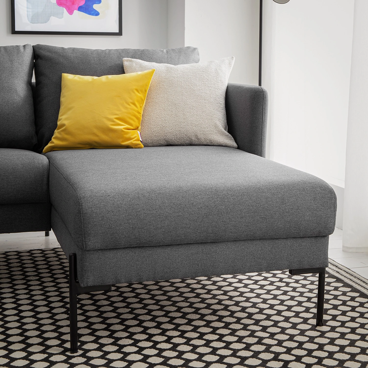 Fredriks Ecksofa Pratt - Webstoff - Dunkelgrau - Longchair davorstehend rechts 3 Fredriks Ecksofa Pratt - Webstoff - Dunkelgrau - Longchair davorstehend rechts – Bild 3