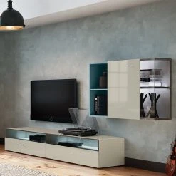 Now! by hülsta Wohnwand now no. 14 III (3-teilig) - Hochglanz Saharagrau