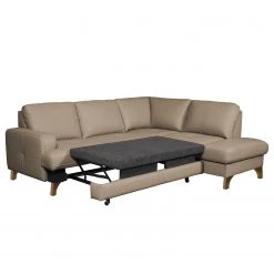 Naturoo Ecksofa London - Echtleder / Kunstleder - Taupe - Ottomane davorstehend rechts - Schlaffunktion - Bettkasten -Wohnzimmermöbel boutique en ligne 1000185360 190917 17062600519 DETAILS P000000001000185360
