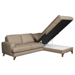 Naturoo Ecksofa London - Echtleder / Kunstleder - Taupe - Ottomane davorstehend rechts - Schlaffunktion - Bettkasten -Wohnzimmermöbel boutique en ligne 1000185360 190917 17062600520 DETAILS P000000001000185360