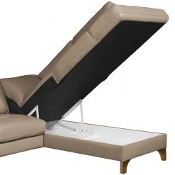 Naturoo Ecksofa London - Echtleder / Kunstleder - Taupe - Ottomane davorstehend rechts - Schlaffunktion - Bettkasten -Wohnzimmermöbel boutique en ligne 1000185360 190917 17062700525 DETAILS P000000001000185360