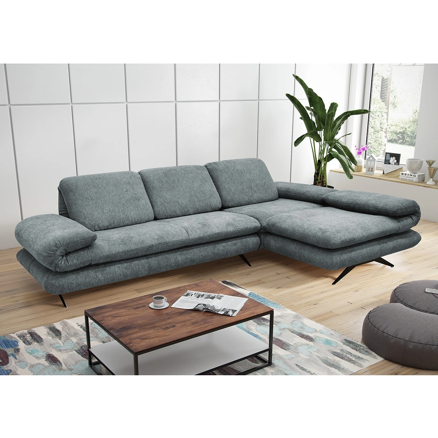 Loftscape Ecksofa Whaltey II - Webstoff - Mintgrau - Longchair davorstehend rechts 3 Loftscape Ecksofa Whaltey II - Webstoff - Mintgrau - Longchair davorstehend rechts – Bild 3