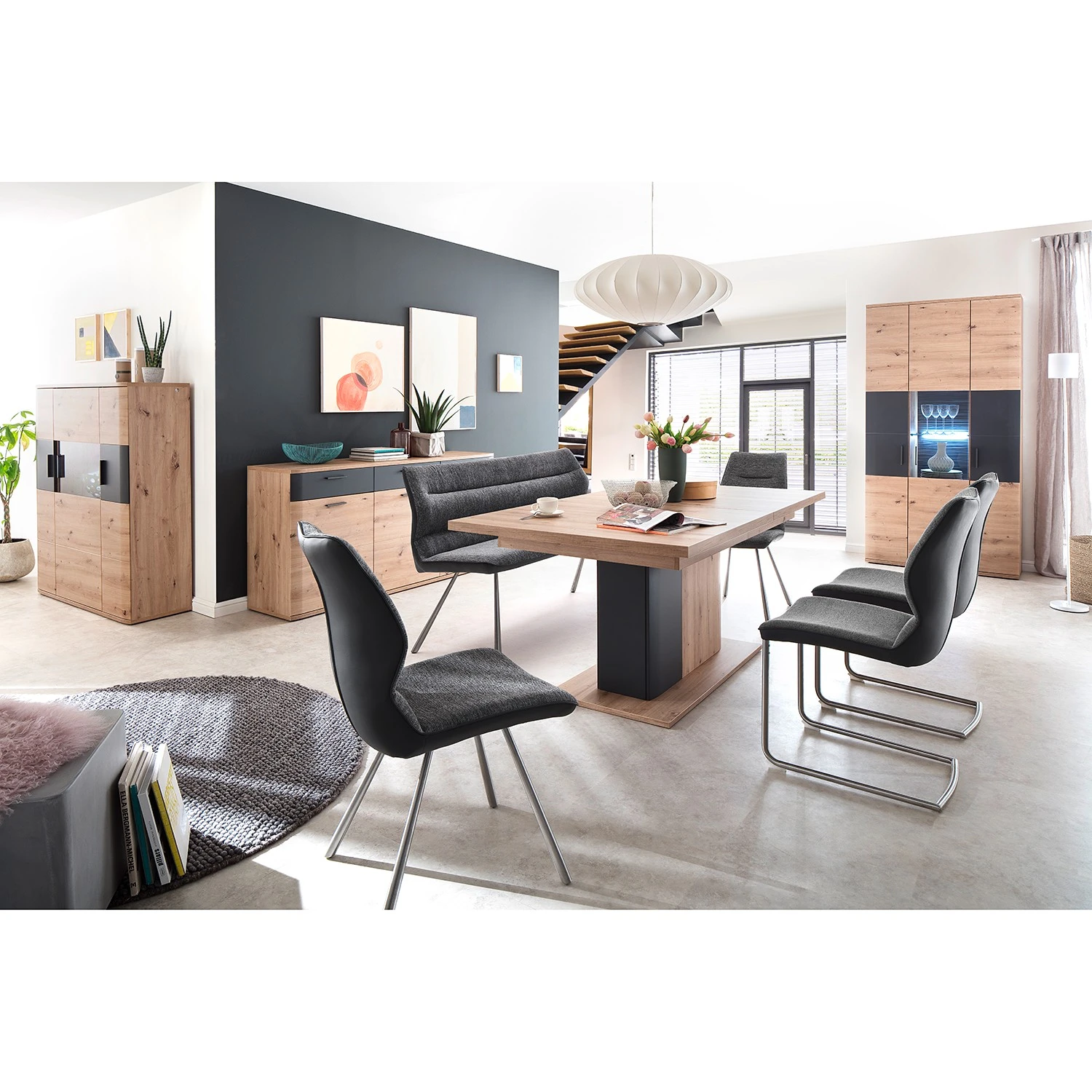 Naturoo Esstisch Callington - Balkeneiche Dekor / Anthrazit 2 Naturoo Esstisch Callington - Balkeneiche Dekor / Anthrazit – Bild 2