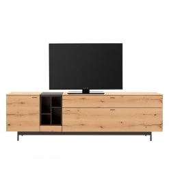 GWINNER TV-Lowboard Style I - Echtholzfurnier / Metall - Eiche / Anthrazit