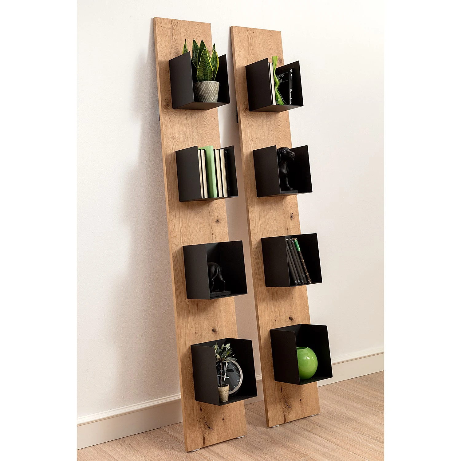 GWINNER Regal Style II - Echtholzfurnier / Metall - Eiche / Anthrazit 2 GWINNER Regal Style II - Echtholzfurnier / Metall - Eiche / Anthrazit – Bild 2