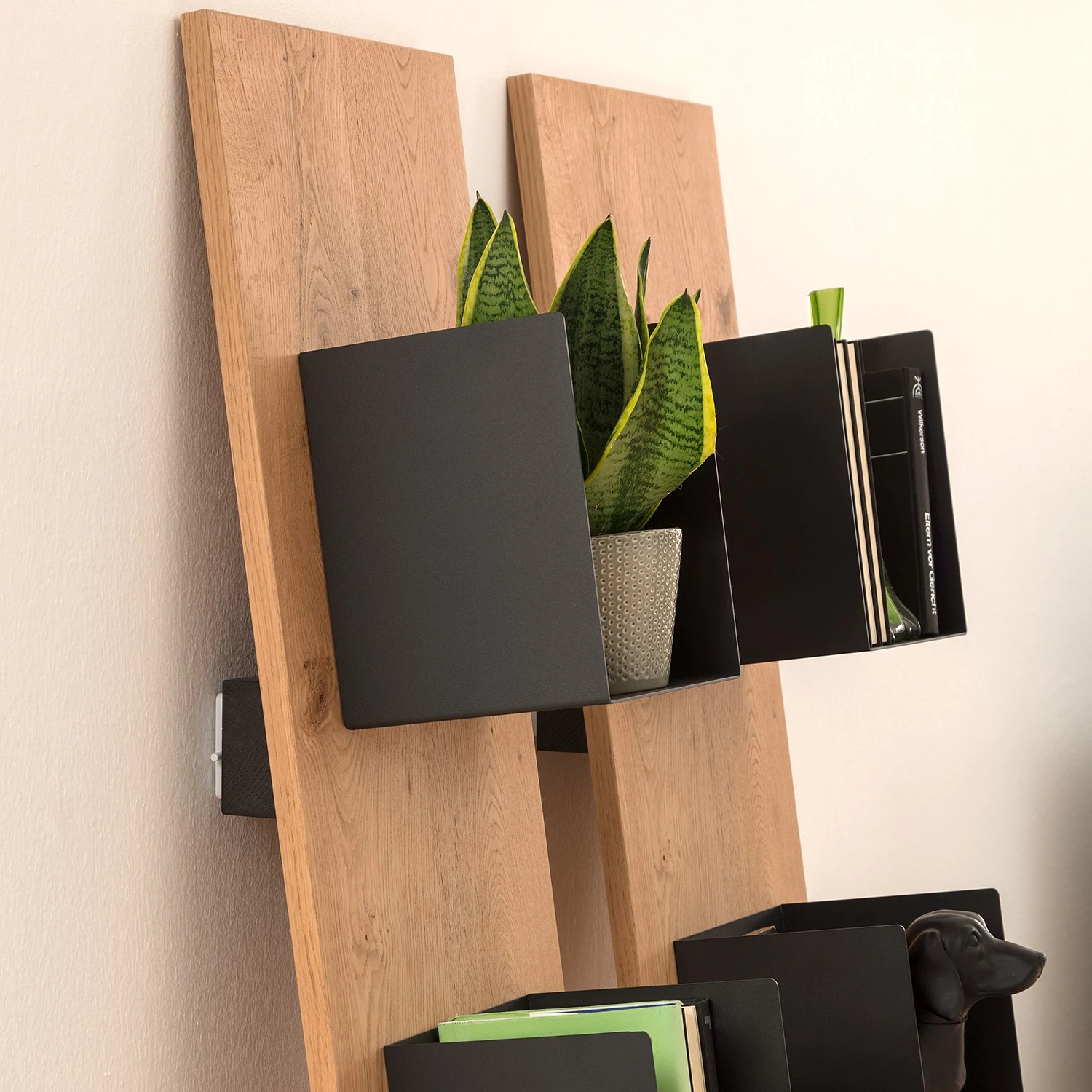 GWINNER Regal Style II - Echtholzfurnier / Metall - Eiche / Anthrazit 3 GWINNER Regal Style II - Echtholzfurnier / Metall - Eiche / Anthrazit – Bild 3