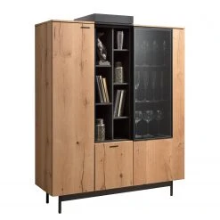 GWINNER Highboard Style - Echtholzfurnier / Metall - Eiche / Anthrazit