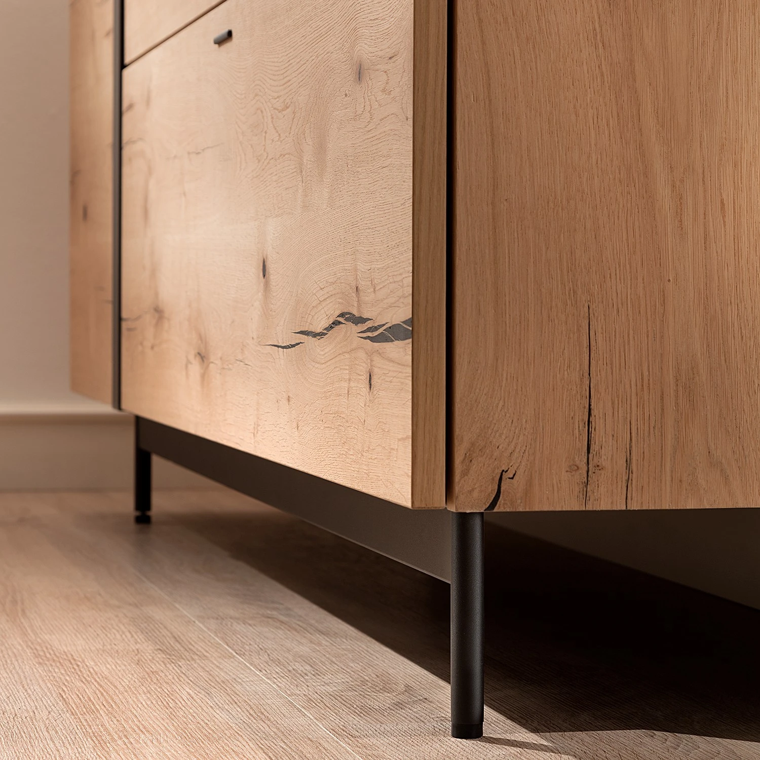 GWINNER Sideboard Style - Echtholzfurnier / Metall - Eiche / Anthrazit 7 GWINNER Sideboard Style - Echtholzfurnier / Metall - Eiche / Anthrazit – Bild 7