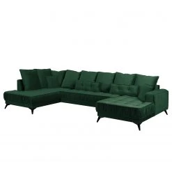 Jack & Alice Wohnlandschaft Machado - Dunkelgrün - Longchair davorstehend rechts / Ottomane links