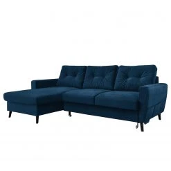 Mørteens Ecksofa Sola III - Samt - Marineblau - Longchair davorstehend links - Schlaffunktion - Bettkasten