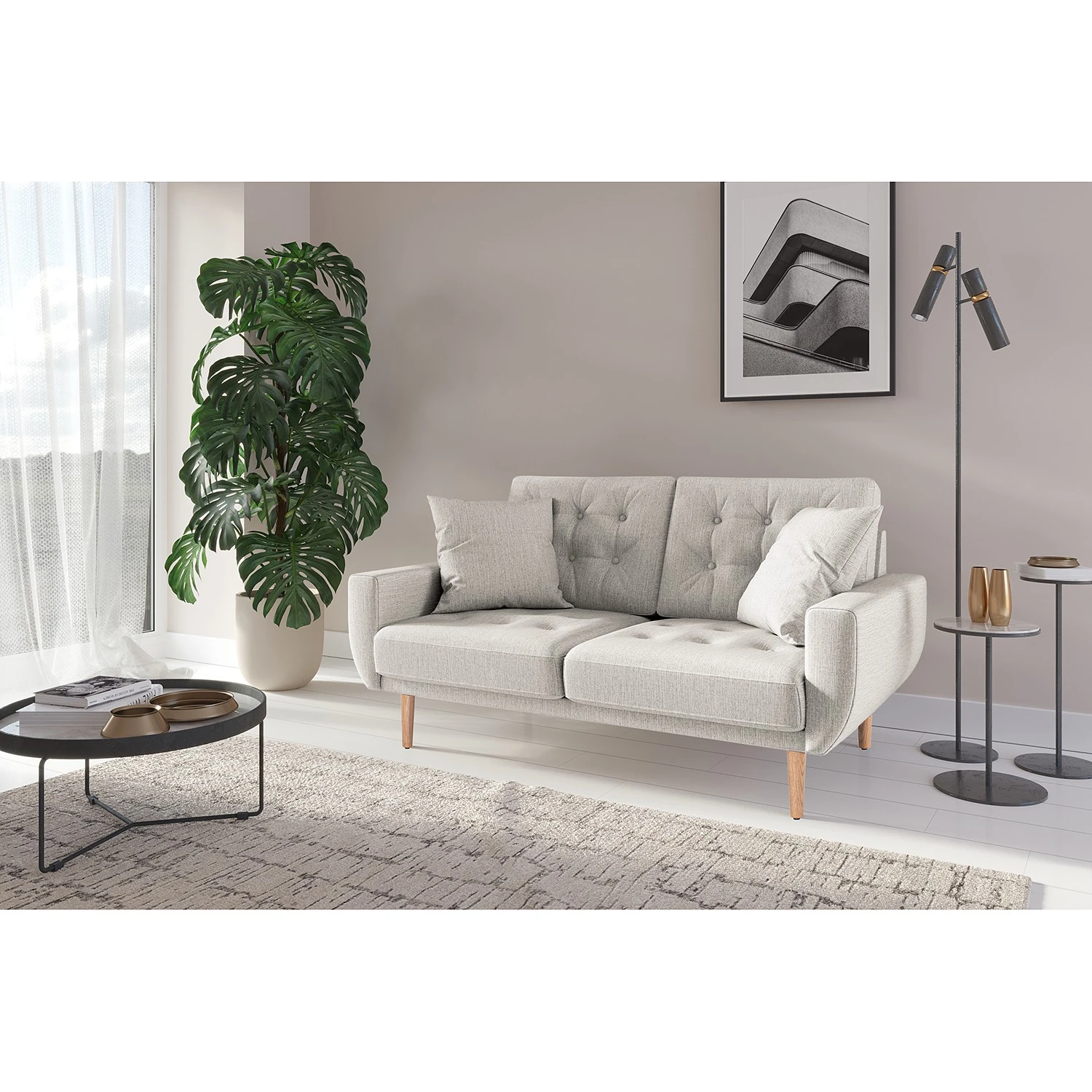 Norrwood Sofa Vaise I (2-Sitzer) - Samt - Webstoff Meara: Hellgrau 2 Norrwood Sofa Vaise I (2-Sitzer) - Samt - Webstoff Meara: Hellgrau – Bild 2