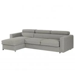 Loftscape Ecksofa Wissant I - Antiklederlook - Webstoff Confia: Hellgrau