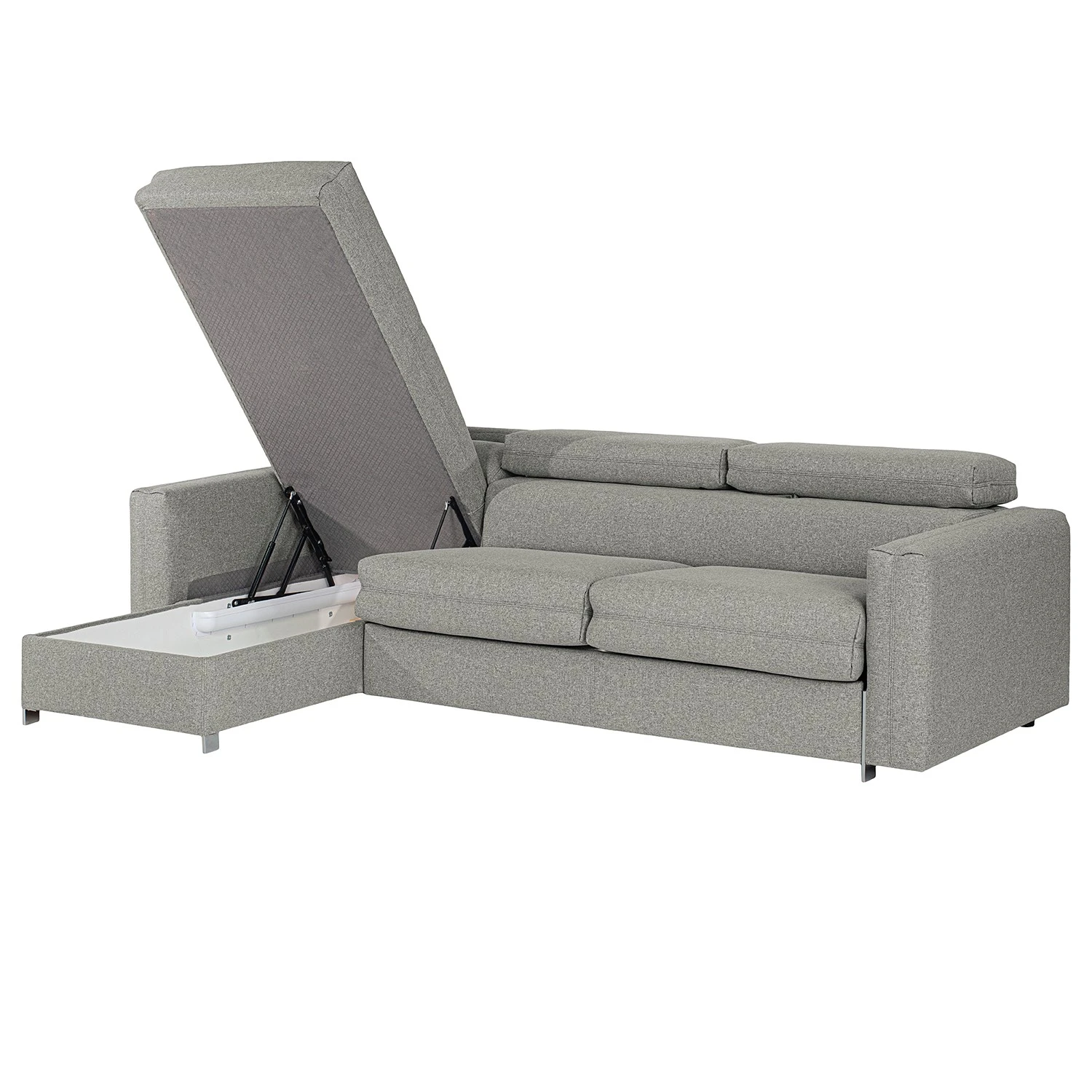 Loftscape Ecksofa Wissant I - Antiklederlook - Webstoff Confia: Hellgrau 3 Loftscape Ecksofa Wissant I - Antiklederlook - Webstoff Confia: Hellgrau – Bild 3