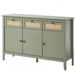 Maison Belfort Sideboard Belleria - Kiefer massiv / Wiener Geflecht - Hellolivgrün