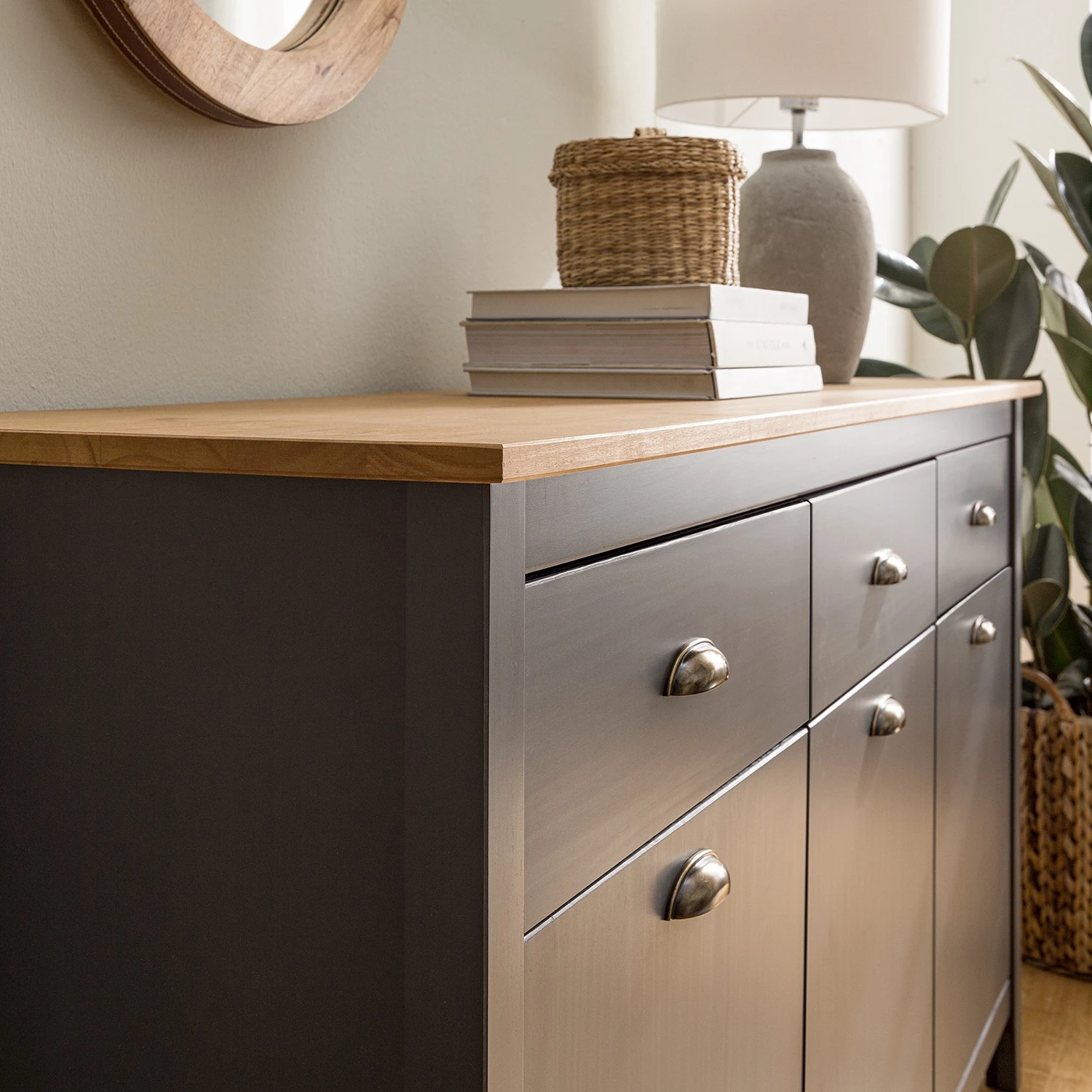 Maison Belfort Sideboard Rivery - Kiefer massiv - Anthrazit 9 Maison Belfort Sideboard Rivery - Kiefer massiv - Anthrazit – Bild 9