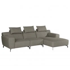 Loftscape Ecksofa Manot I - Webstoff - Grau - Longchair davorstehend rechts - Sitztiefenverstellung
